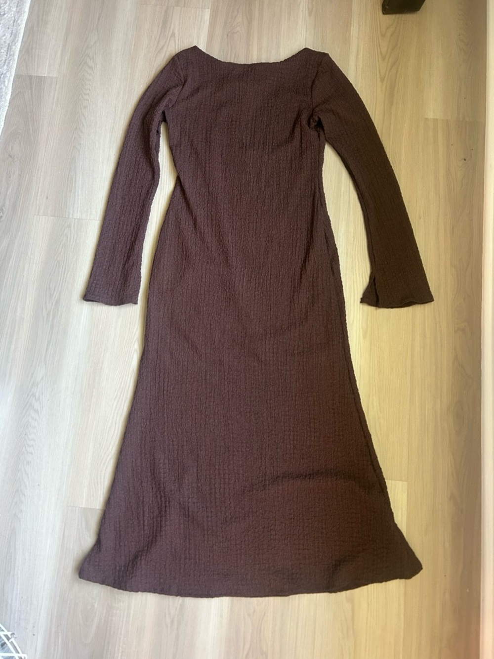 Brown See You Monday Textured Maxi Dress -Large